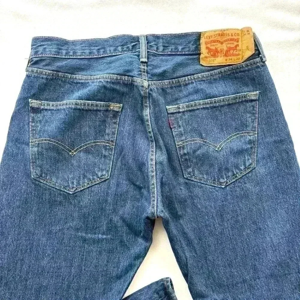 Rare Levis 501 Button Fly X-Large Patch Rugged Solid Red‎ Tag Jean Size 34/30